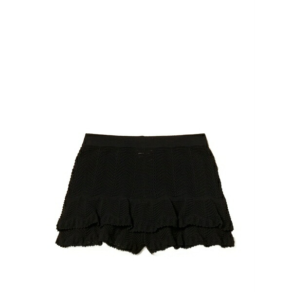 ツインセット レディース カジュアルパンツ ボトムス Knitted ruffled shorts Black｜asty