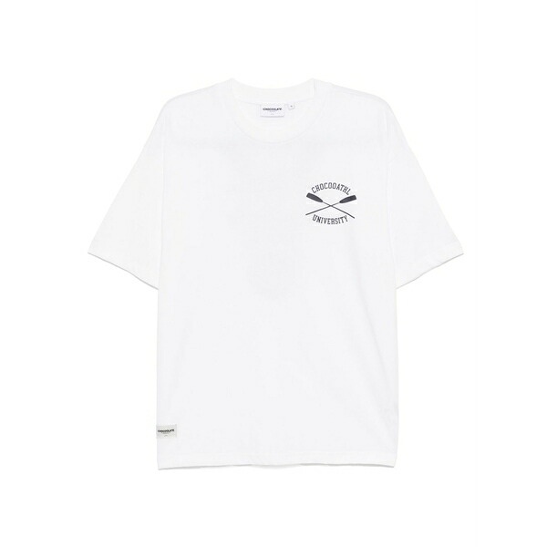 黒茶 メンズ プルオーバー トップス Logo-print t-shirt White