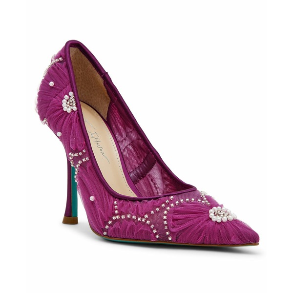 ベッツィジョンソン レディース オックスフォード シューズ Women's Roxie Tulle Floral Applique Pumps Oxblood画像