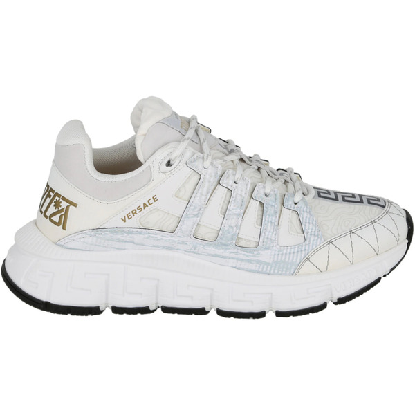 Versace ヴェルサーチ メンズ スニーカー  【Versace Trigreca Low Top White Light Blue】  大いさ EU_41(26.0糎) White/Gold/Light Blue