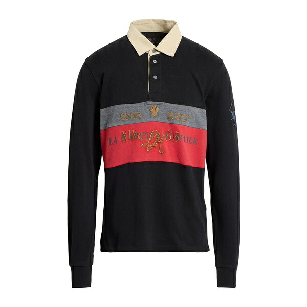 【送料無料】 ラ マルティーナ メンズ Tシャツ トップス Polo shirts Black｜asty