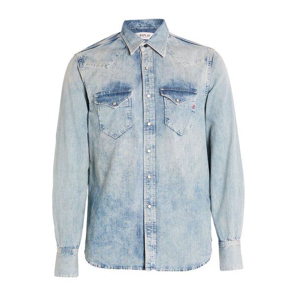 【貨物輸送無料】 リプレー メンズ プルオーバー トップス Denim shirts Blue
