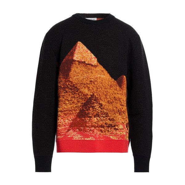 【貨物輸送無料】 ランバン メンズ 編み物\u0026プルオーバー アウター Sweaters Black