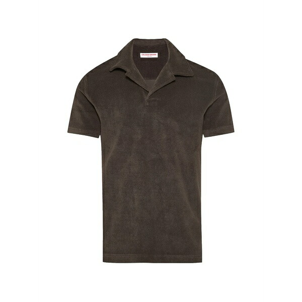オールバー ブラウン メンズ ポロシャツ トップス Terry resort short-sleeve polo shirt Grey｜asty