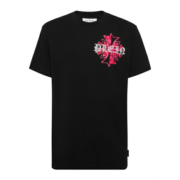 フィリッププレイン メンズ Tシャツ トップス Graphic-print t-shirt Black|asty
