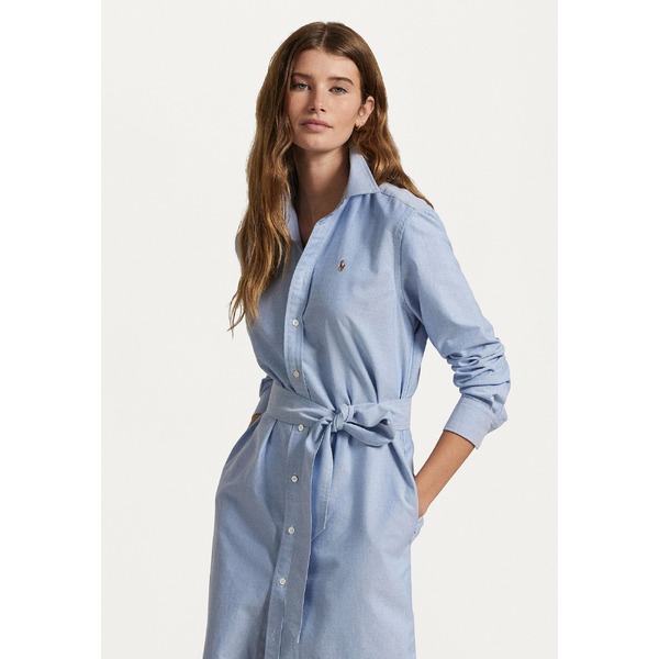 美品✨ラルフローレン シャツワンピース ロング 鹿の子 ベルト ポニー 水色 M 美品✨ラルフローレン シャツワンピース ロング 鹿の子 ベルト ポニー