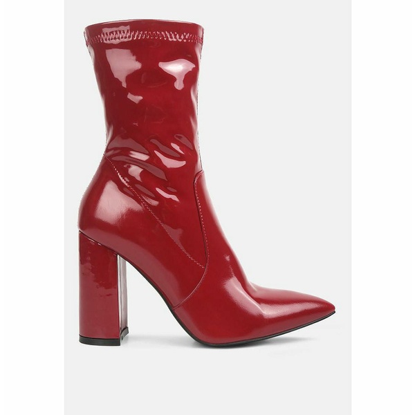 ロンンドンラグ レディース ブーツ シューズ Pluto block heel stiletto ankle boot Burgundy画像