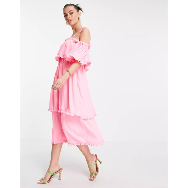 おトク リバーアイランド レディース ワンピース トップス River Island ruffle tiered maxi slip dress in  pink Pink fucoa.cl