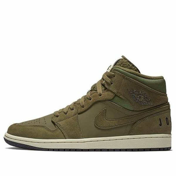 Jordan ジョーダン メンズ スニーカー  【Air Jordan 1 Retro Mid \u0027Olive Canvas\u0027 BQ6579-300】  大きさ US_7.5(25.5糎)
