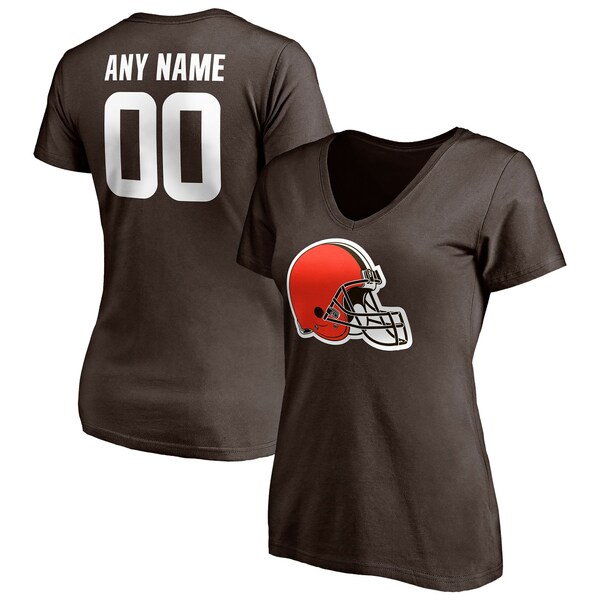 おしゃれ ファナティクス Tシャツ トップス レディース Cleveland Browns Fanatics Branded Women's Team  Authentic Personalized Name  Number VNeck TShirt Brown 通販 