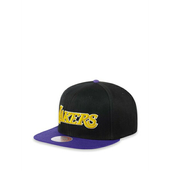 ミッチェル&ネス メンズ 帽子 アクセサリー Los angeles lakers nba core basic snapback cap Black｜asty