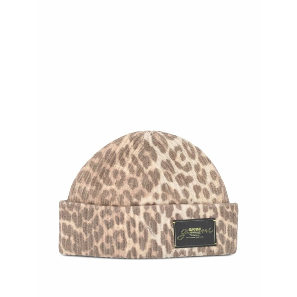 ガニー レディース かぶり笠 付属品 Leopard-print beanie Neutrals