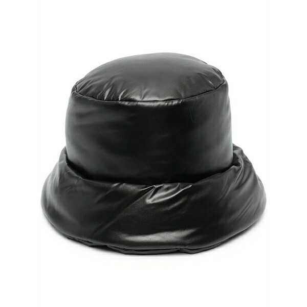 ヴェルサーチ レディース 帽子 アクセサリー Logo-patch padded bucket hat Black｜asty