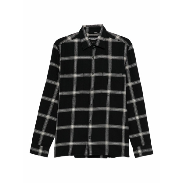 マルコポーロ メンズ シャツ トップス Checked black shirt Black