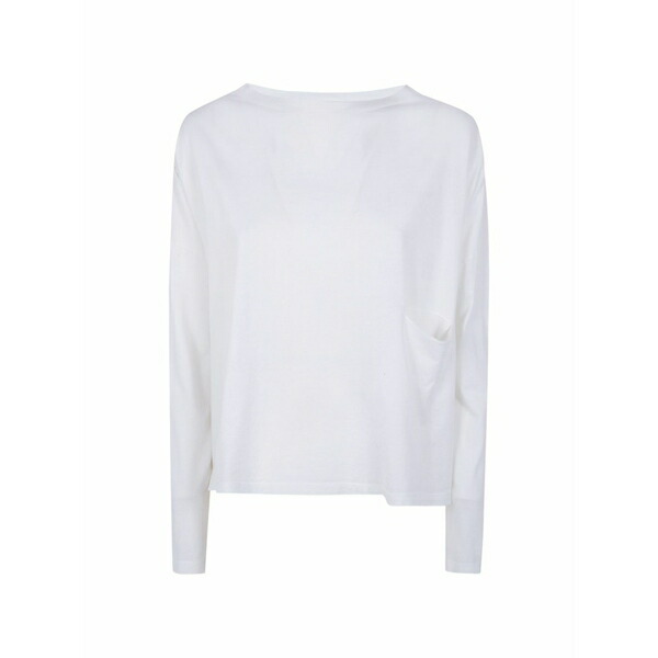 聖処女マリア レディース プルオーバー トップス Draped-pocket long-sleeve t-shirt White