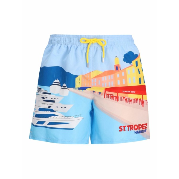 エムシーツーセイントバース メンズ カジュアルパンツ ボトムス Graphic-print swim shorts Blue｜asty