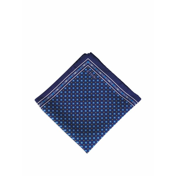 エトン メンズ 消音装置・袈裟・えり巻き 佩び物 Patterned border pocket square Blue