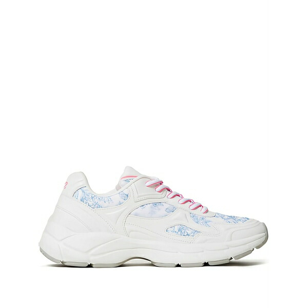 ツイン仕掛ける レディース スニーカー シューズ Toile-pattern lace-up sneakers  White
