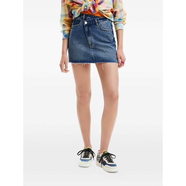 デジグアル レディース スカート ボトムス Frayed denim skirt Blue|asty