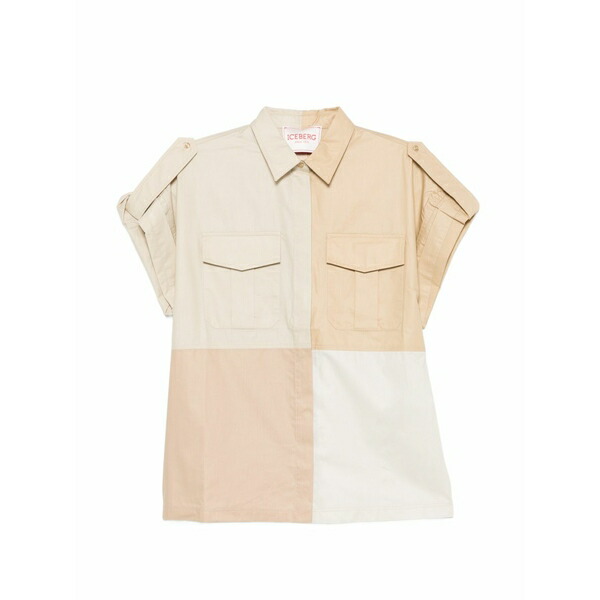 アイスバーグレタス レディース プルオーバー トップス Patchwork short-sleeve shirt Neutrals