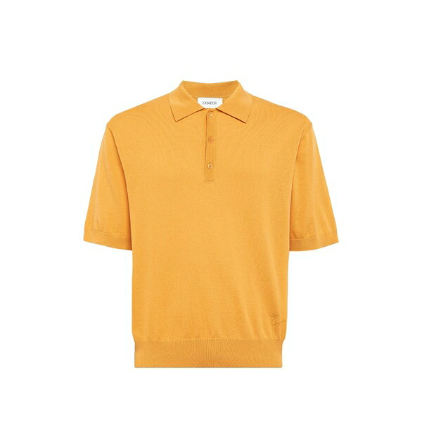 ラネウス メンズ スポーツシャツ トップス Fine-knit polo shirt Orange