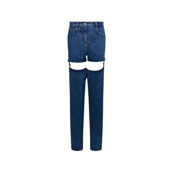 プッシュボタン レディース デニムパンツ ボトムス Detachable garter jeans Blue｜asty