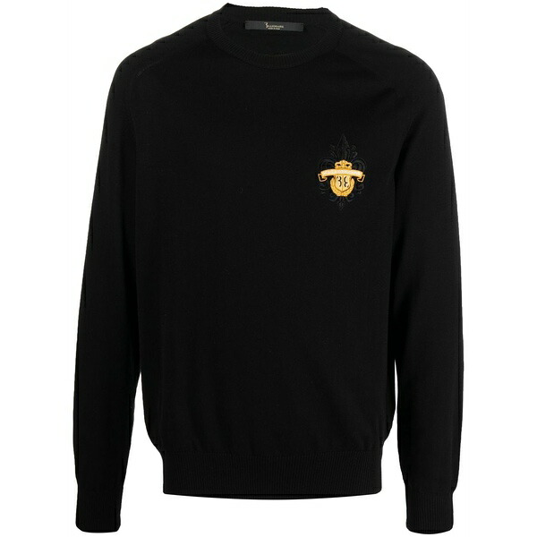 ビリオネア メンズ 編み物\u0026プルオーバー アウター Embroidered-logo crew-neck jumper Black