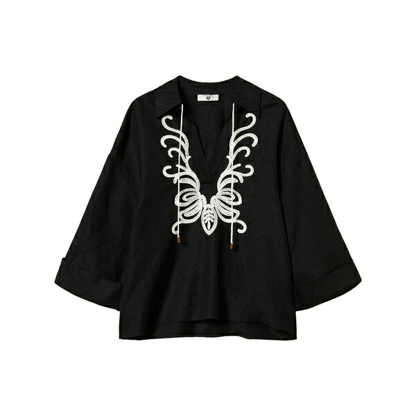 ツインセット レディース シャツ トップス Woven blouse Black|asty