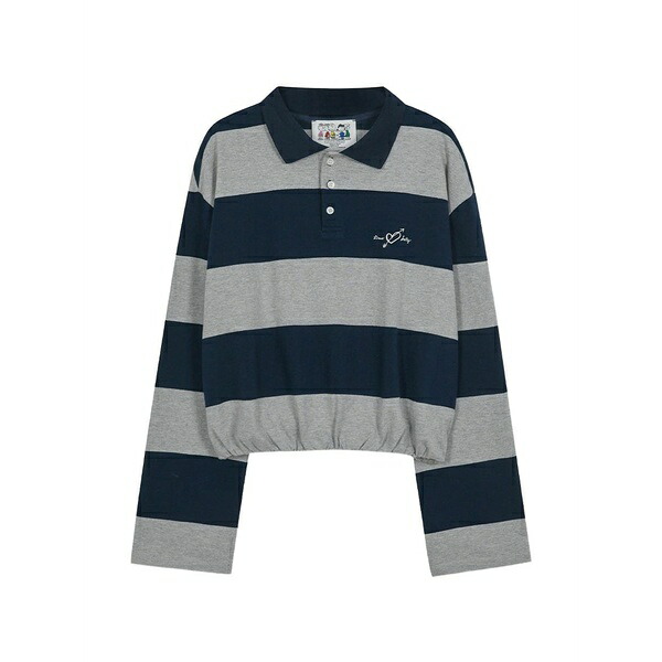 マージ シャー木材 レディース スポーツシャツ トップス Striped embroidered top Blue