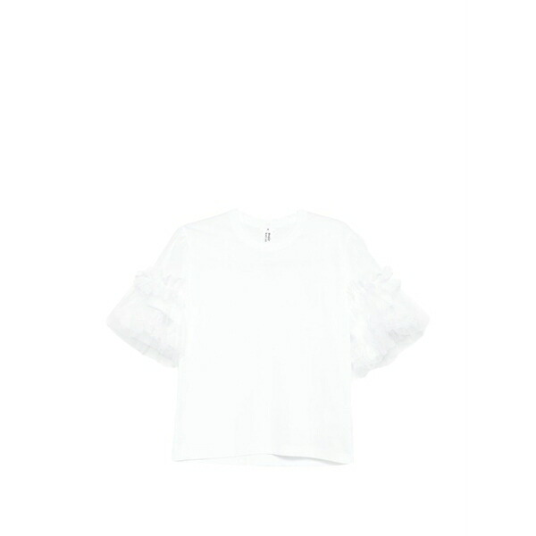 ノワール ケイ ニノミヤ レディース プルオーバー トップス Ruffled-sleeve t-shirt White