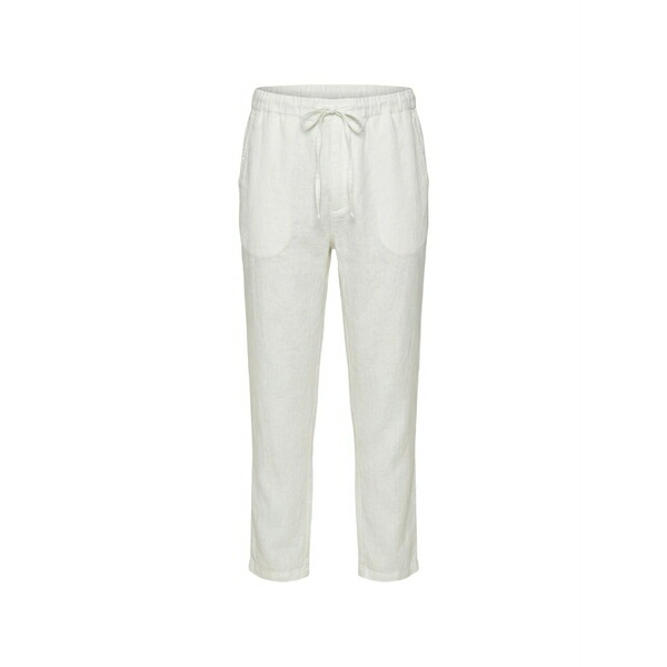１２０％リノ メンズ 心地好いズボン下 ボトムス Drawstring-waistband linen trousers White