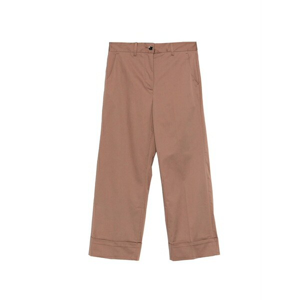 野球クラブ はたご屋 ザ 昼まえ レディース 心地好いズボン下 ボトムス Mina turned-up trousers Brown