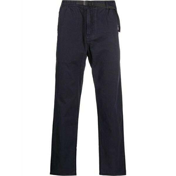 グラミチ メンズ カジュアルパンツ ボトムス Belted-waist straight-leg trousers Blue｜asty