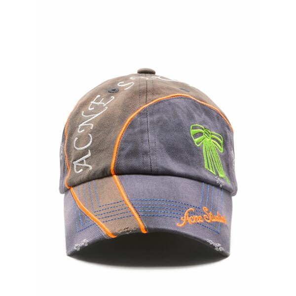 アクネ ストゥディオズ メンズ 鳥打ち帽 付属物 Embroidered distressed hat Grey