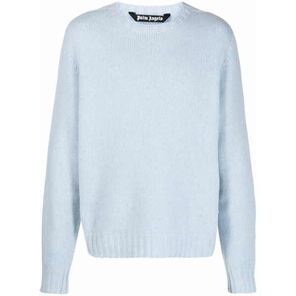 パーム・エンジェルス メンズ 編み物\u0026プルオーバー アウター Curved-logo wool-blend jumper Blue