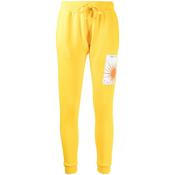 ラ デトレス レディース カジュアルパンツ ボトムス Logo-patch cotton-blend track trousers Yellow｜asty