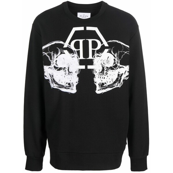 フィリップ飾り気の無い メンズ パーカー・スウェットシャツ アウター Skull-print sweatshirt Black