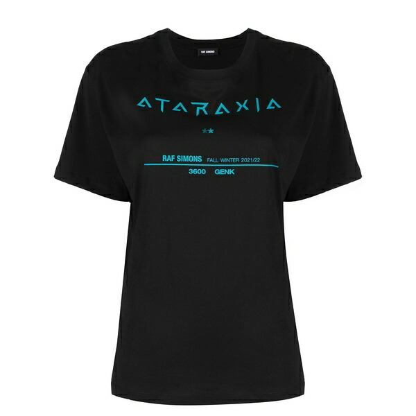 ラフ・シモンズ レディース プルオーバー トップス Logo-print short-sleeved t-shirt Black