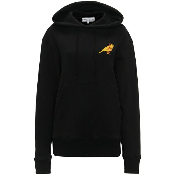 J.W.アンダーソン レディース パーカー・スウェットシャツ アウター Logo-embroidered organic cotton hoodie Black