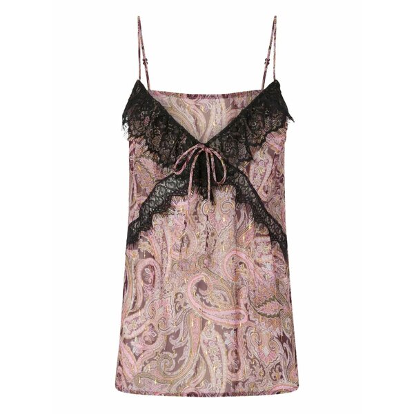ピンコ レディース シャツ トップス Paisley-lace sleeveless top Pink|asty