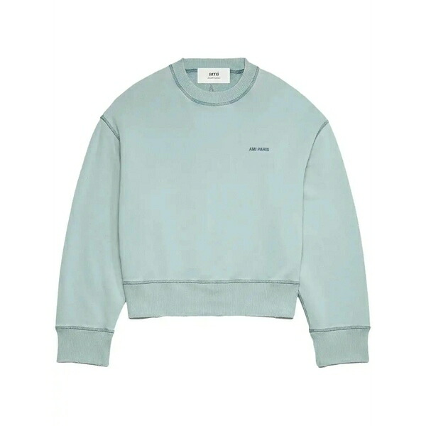 アミ メンズ パーカー・スウェットシャツ アウター Embroidered-logo cotton sweatshirt Blue｜asty