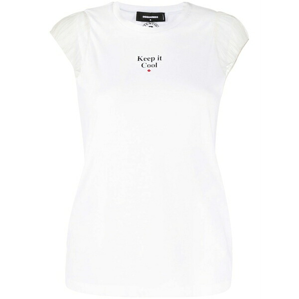 ディースクエアード レディース プルオーバー トップス Slogan print t-shirt White