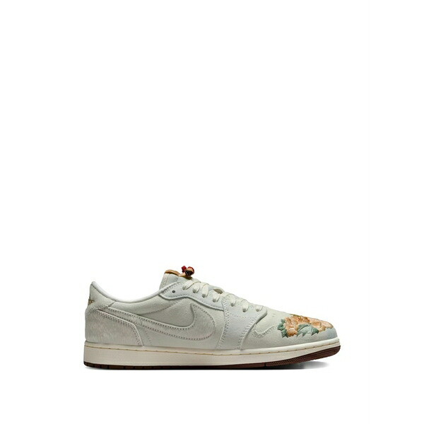 ジョーダン メンズ スニーカー シューズ  air jordan 1 floral-embroidered low sneakers White