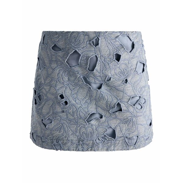 アリス アンド オリビア レディース スカート ボトムス Embroidered eyelet mini skirt Blue|asty