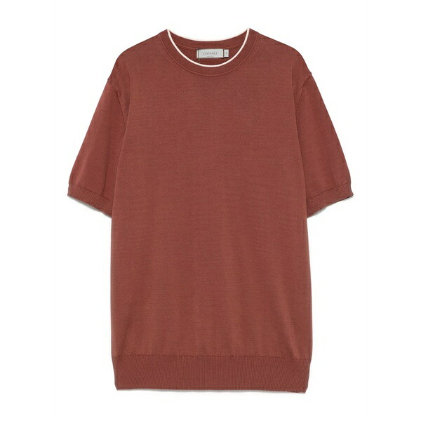 カナーリ メンズ プルオーバー トップス Fine-knit t-shirt Brown