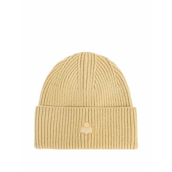 イザベル マラン レディース 帽子 アクセサリー Logo ribbed beanie hat Yellow|asty