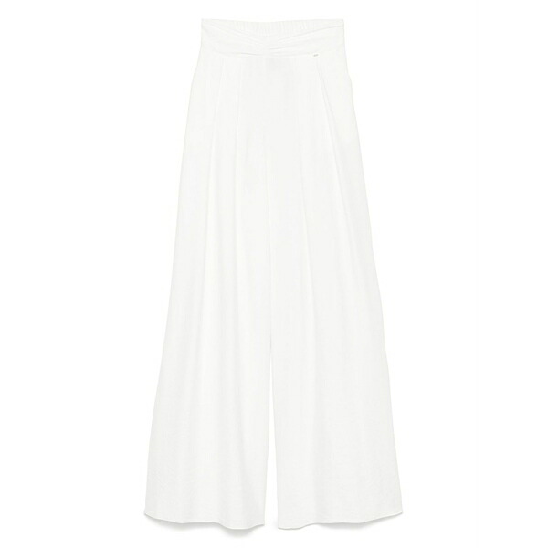 ニッサ レディース 心地好いズボン下 ボトムス Gathered-detailing pants White