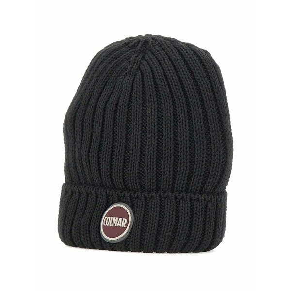 コルマール メンズ 帽子 アクセサリー Ribbed logo-patch beanie hat Black|asty