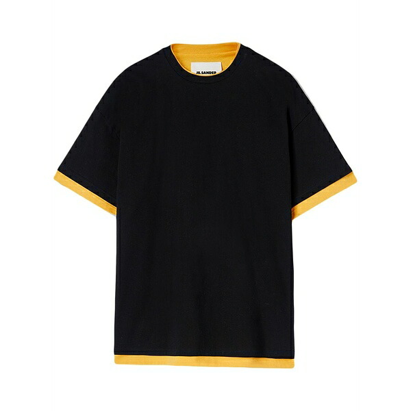 ジル・サンダー メンズ Tシャツ トップス Logo-print two-tone t-shirt Black|asty