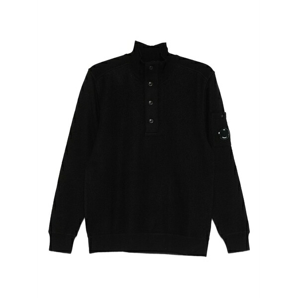 シーピーカンパニー メンズ ポロシャツ トップス Logo-patch polo shirt Black｜asty